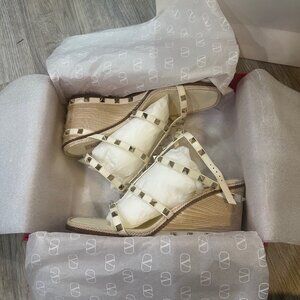 Valentino Garavani Heels Wedge Sandals Womens Rockstud Ladies Espadrille Size 40
